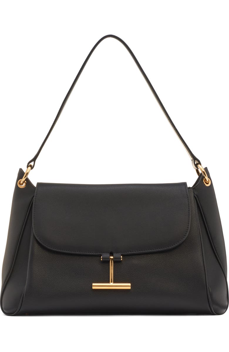 TOM FORD Medium Tara Leather Shoulder Bag, Main, color, Black