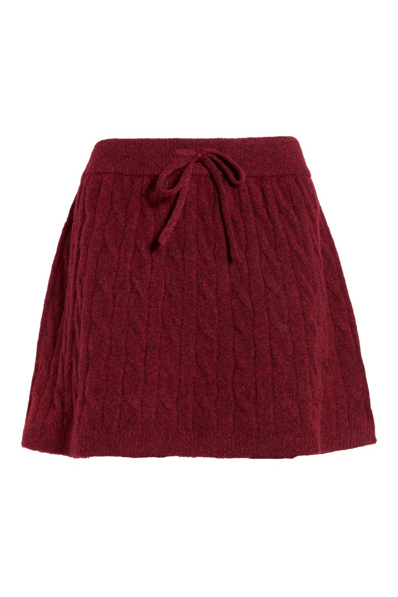 Cable Knit Miniskirt, Alternate, color, DARK CHERRY