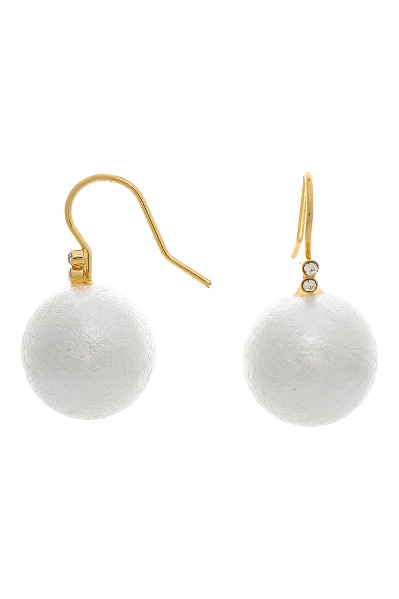 Faux Pearl & Cubic Zirconia Drop Earrings, Main, color, PEARL