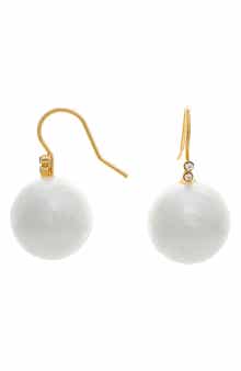 RIVKA FRIEDMAN Faux Pearl & Cubic Zirconia Drop Earrings