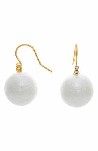 RIVKA FRIEDMAN Faux Pearl & Cubic Zirconia Drop Earrings