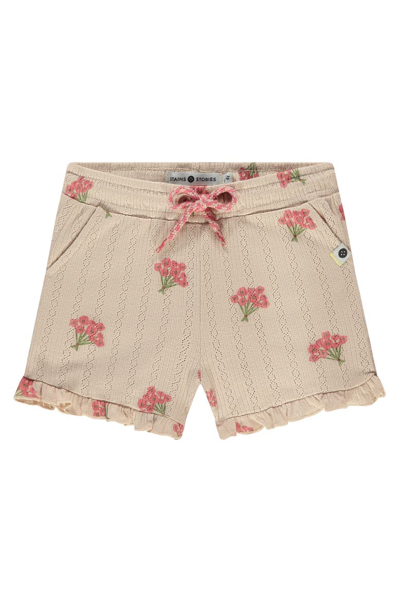 Floral Print Pointelle Short, Main, color, Beige