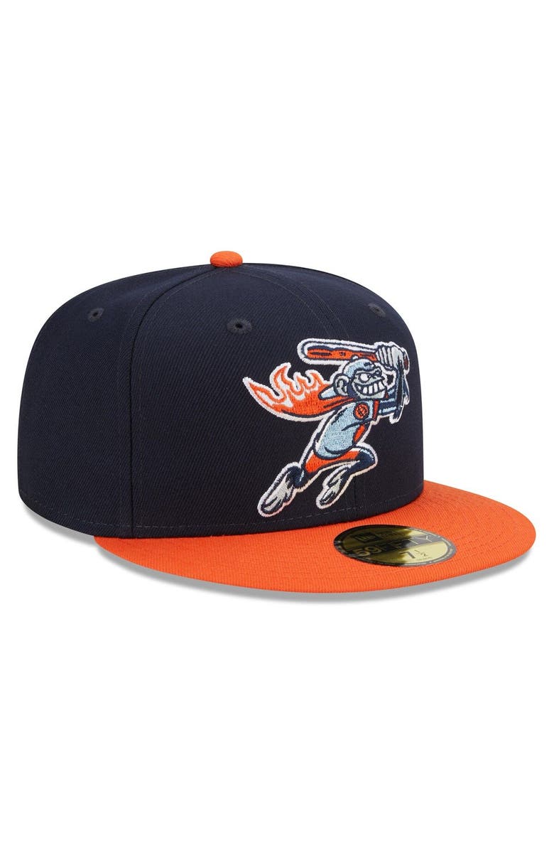 New Era Men's New Era Navy/Orange Bowling Green Hot Rods Marvel x Minor League 59FIFTY Fitted Hat, Alternate, color,