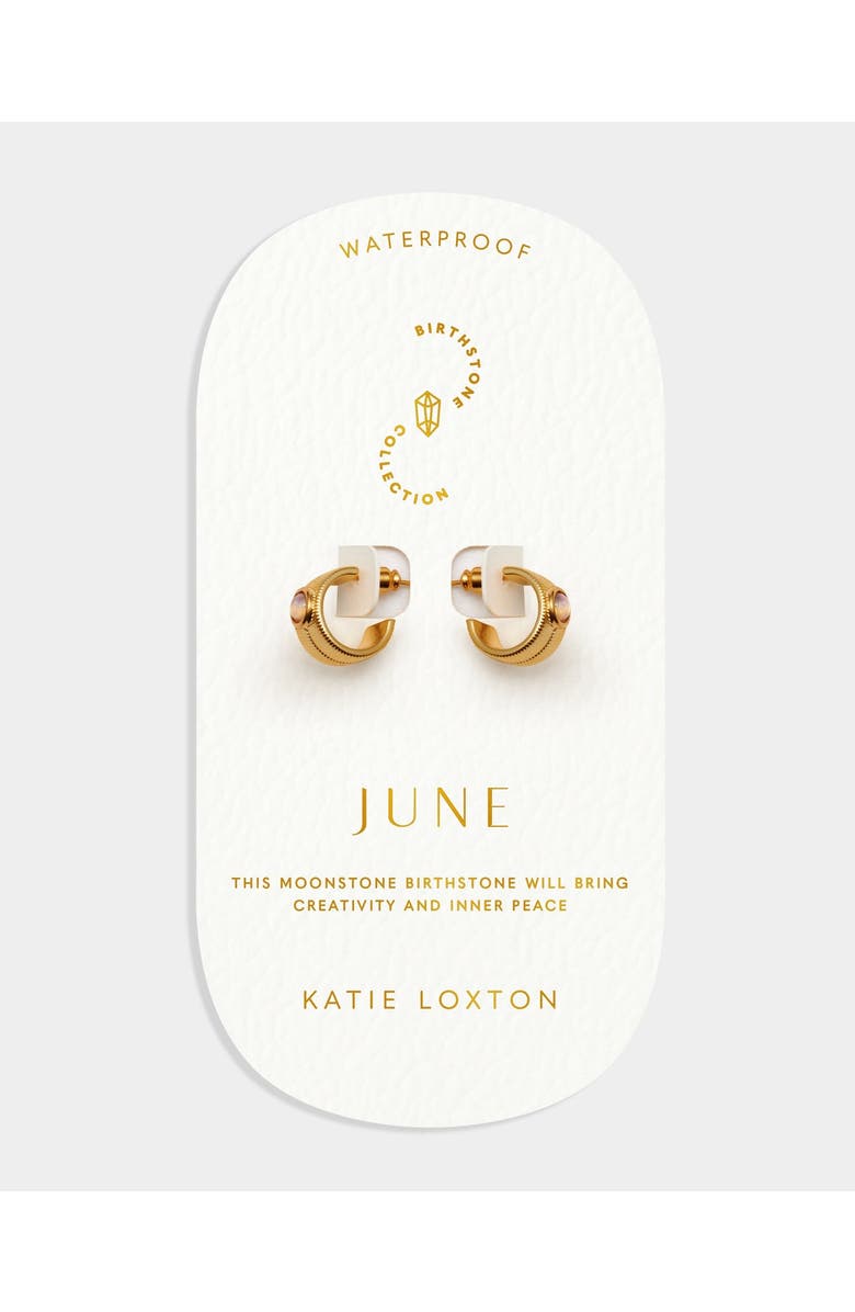 Katie Loxton 'June' Waterproof Gold Birthstone Hoop Earrings, Alternate, color, June
