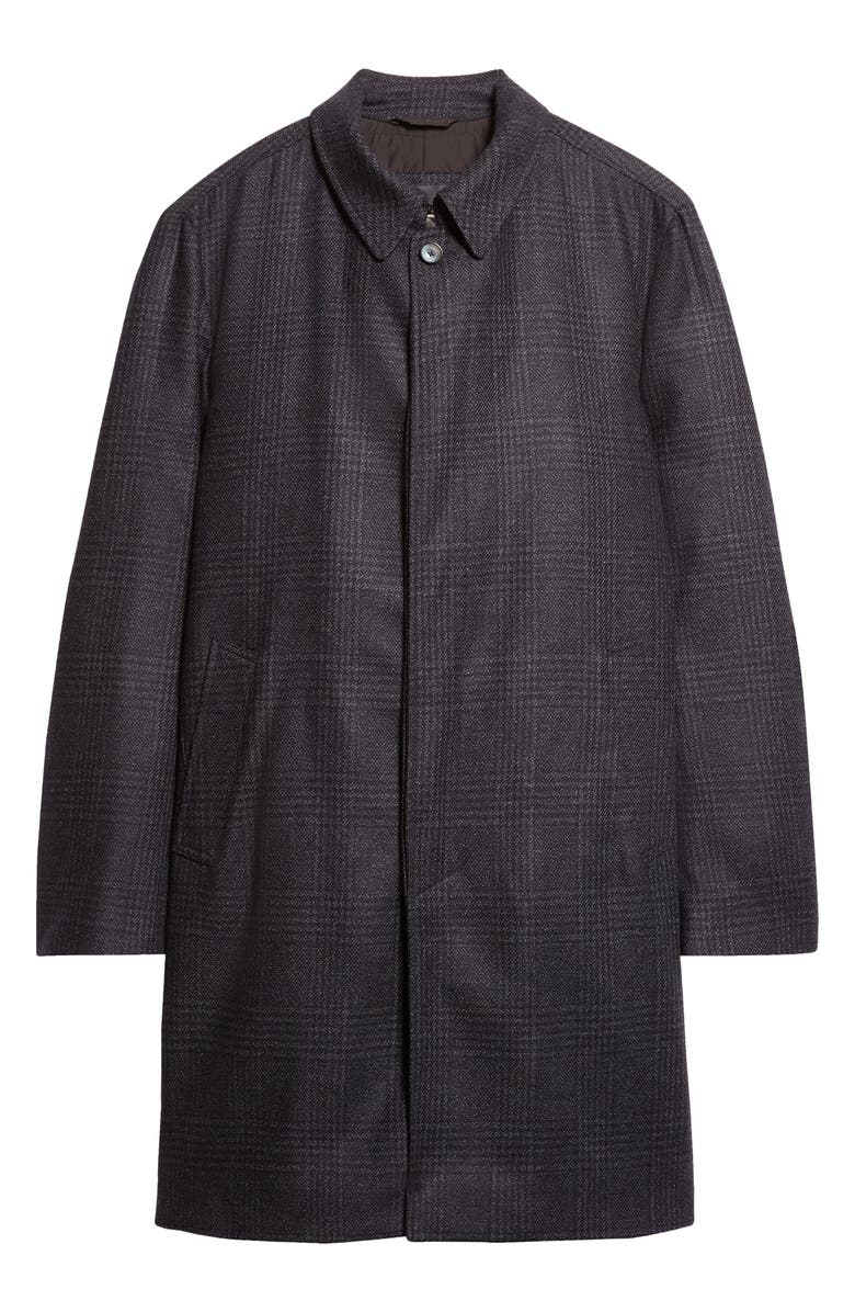 Herno Glen Plaid Water Resistant Wool & Silk Tweed Topcoat, Alternate, color, Blue Navy