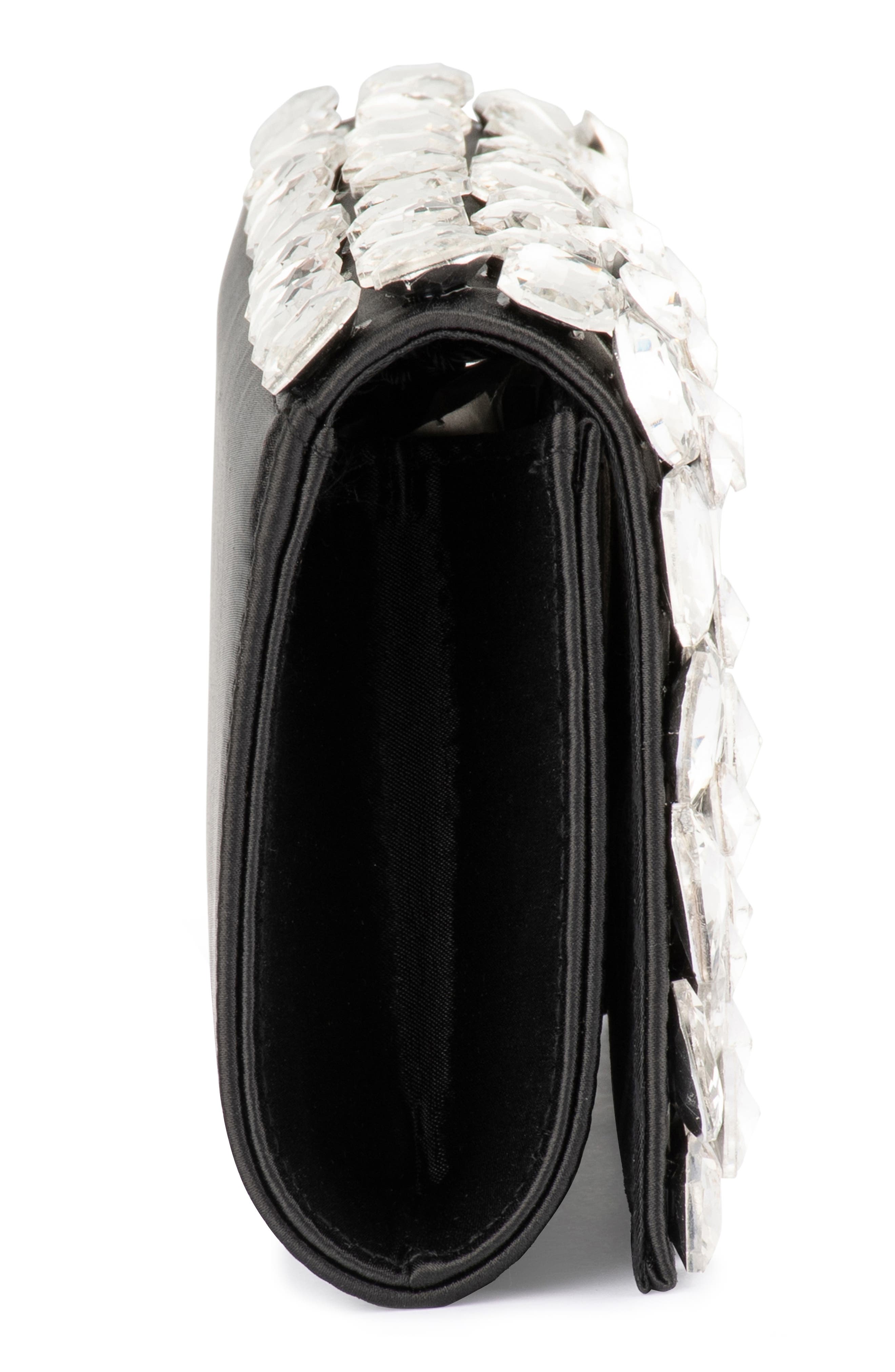 Olga Berg Renata Crystal Encrusted Clutch, Alternate, color, Black