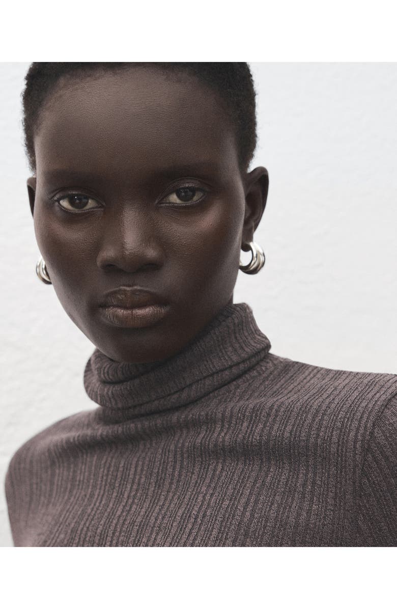 MANGO Turtleneck Flare Sleeve Rib Sweater, Alternate, color, 