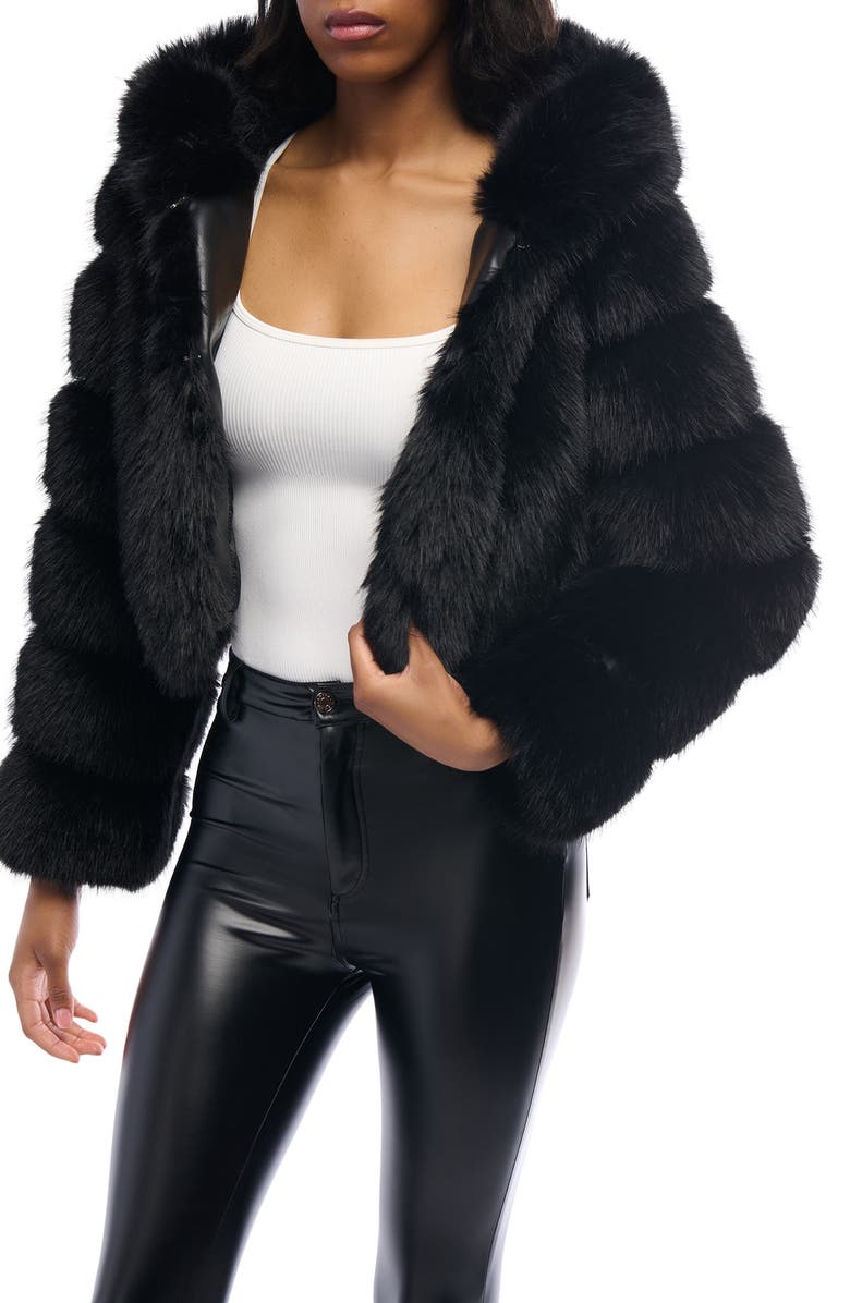 Jolene Crop Faux Fur Hooded Jacket