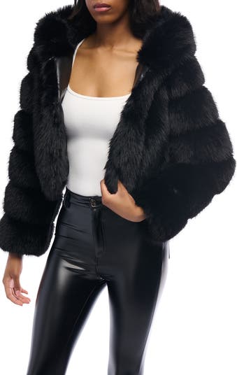 Jolene Crop Faux Fur Hooded Jacket