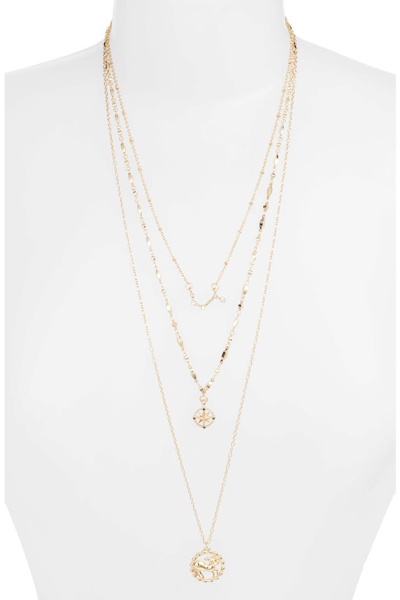 Astrological Layered Pendant Necklace, Alternate, color, GOLD