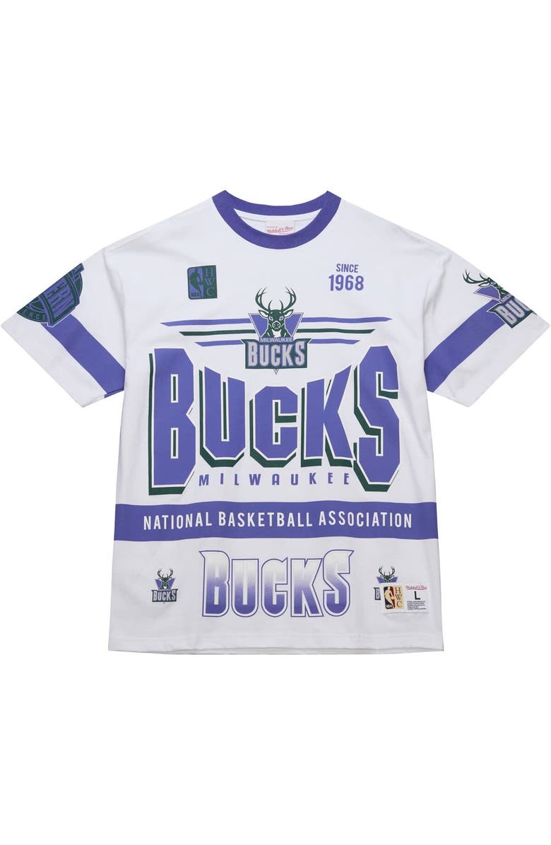 Mitchell & Ness Unisex Mitchell & Ness White Milwaukee Bucks Hardwood Classics Vintage Team Origins Premium T-Shirt, Alternate, color, White