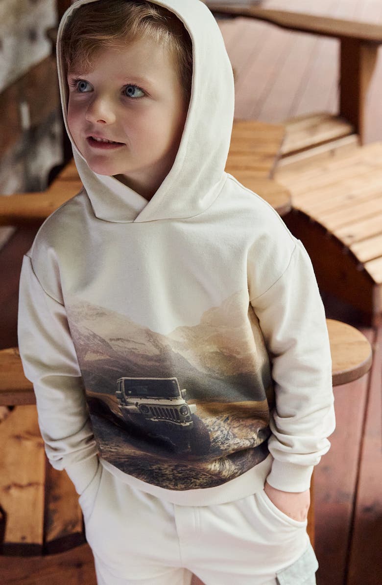 MILES THE LABEL Kids' Trail & Trek Cotton Graphic Hoodie, Alternate, color, Beige