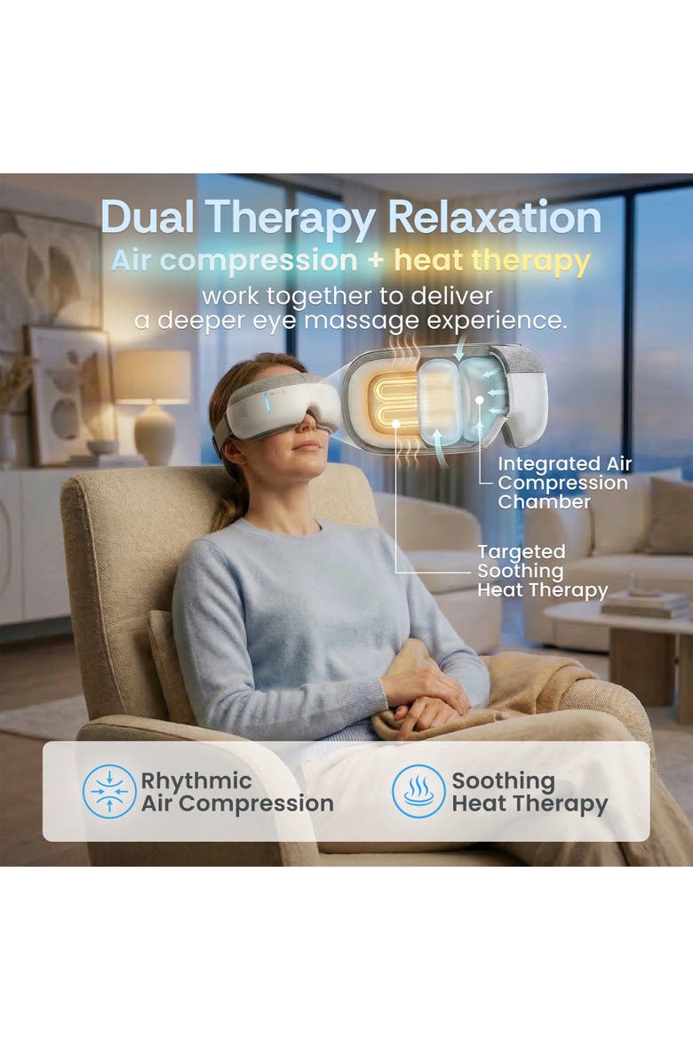 Gaze Eye Massager with Heat & Bluetooth, Alternate, color, White