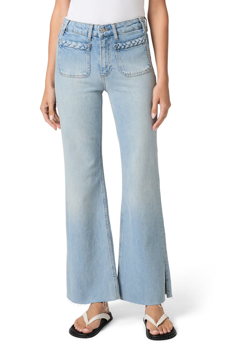 PAIGE Sofia Braided Patch Pocket Split Hem Flare Jeans, Main, color, Montebello