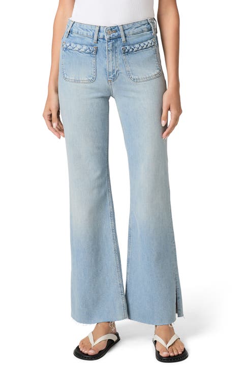 Sofia Braided Patch Pocket Split Hem Flare Jeans (Montebello)