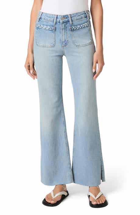 Sofia Braided Patch Pocket Split Hem Flare Jeans