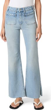 PAIGE Sofia Braided Patch Pocket Split Hem Flare Jeans