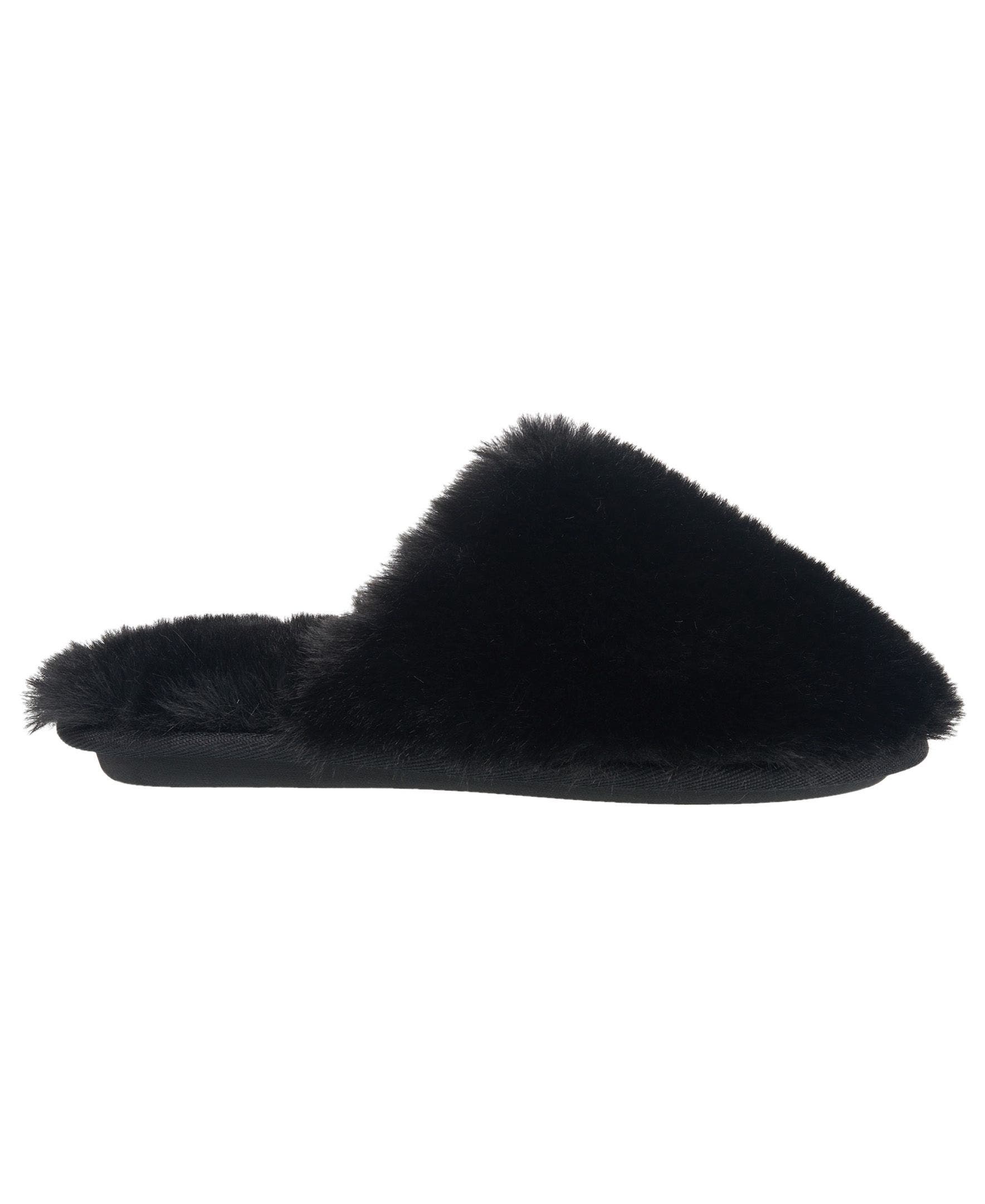 Faux Fur Closed Scuff Slipper, Alternate, color, Black
