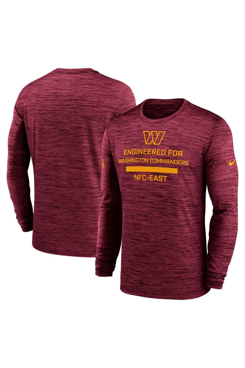Men's Nike Burgundy Washington Commanders Sideline Velocity Performance Long Sleeve T-Shirt, Alternate, color, Burgundy