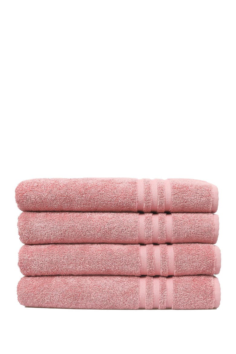 Denzi Bath Towels - Set of 4 - Tea Rose, Main, color, TEA ROSE