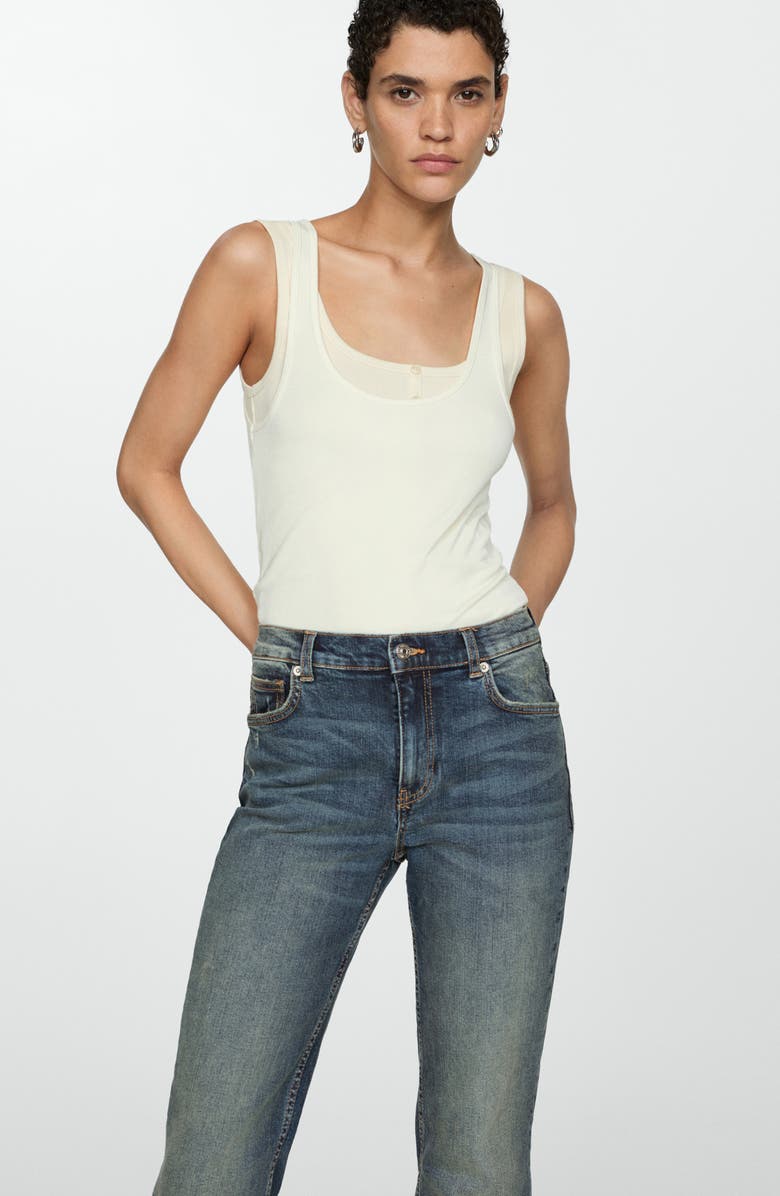 MANGO Violet High Waist Flare Jeans, Alternate, color, 