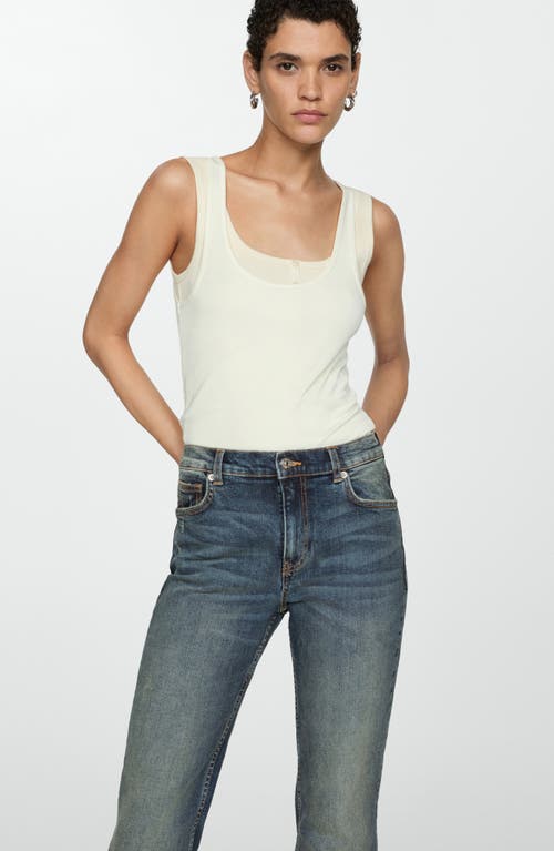 Mango Violet High Waist Flare Jeans In Dark Vintage Blue