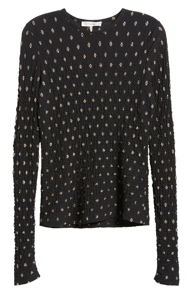 FRAME Metallic Textured Mesh Top, Alternate, color, Black Multi