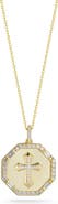 CHLOE AND MADISON 14K Gold Plate Cubic Zirconia Cross Coin Pendant Necklace