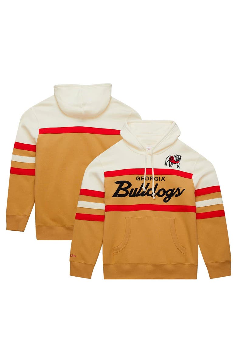 Mitchell & Ness Men's Mitchell & Ness Cream Georgia Bulldogs Big & Tall Head Coach Pullover Hoodie, Main, color, 