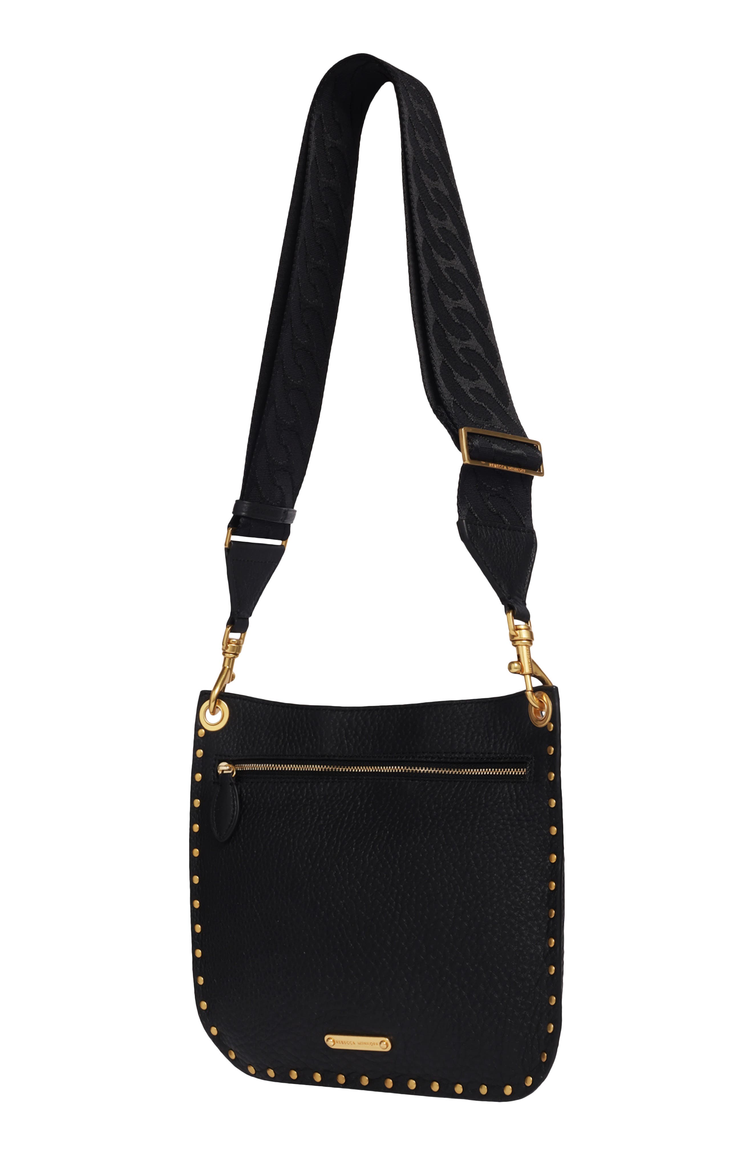 Darren Small Messenger Leather Crossbody Bag, Alternate, color, BLACK