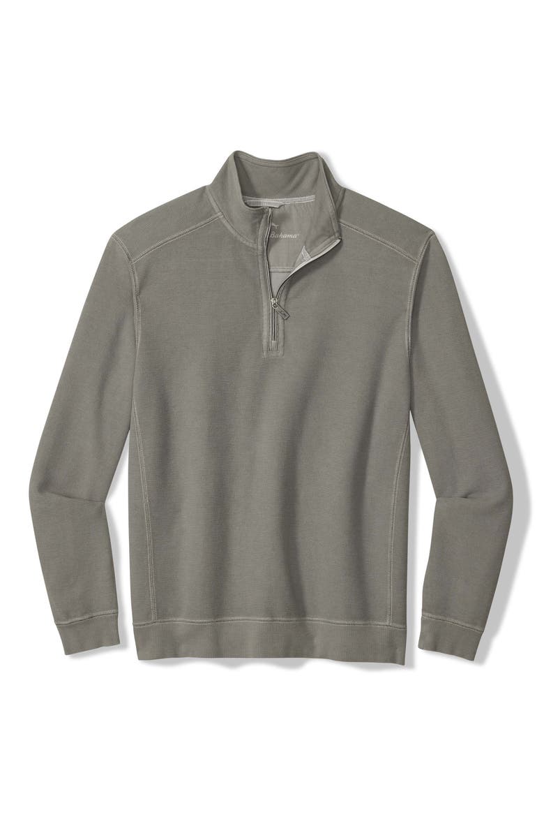 Montego Bay Textured Cotton & Lyocell Half Zip Pullover, Alternate, color, SHADOW