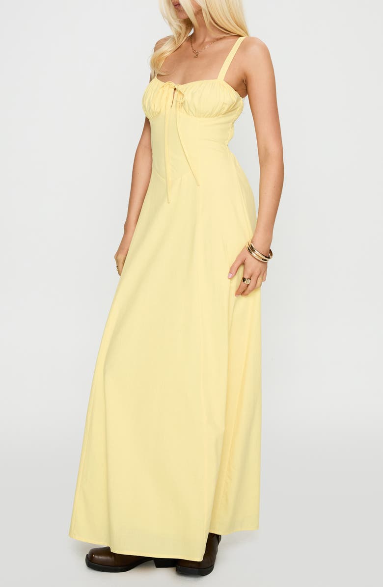 Princess Polly Leticia Cotton Blend Maxi Sundress, Alternate, color, Lemon