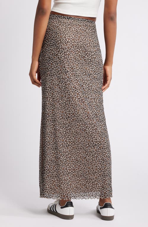 Bp. Printed Mesh Maxi Skirt In Brown