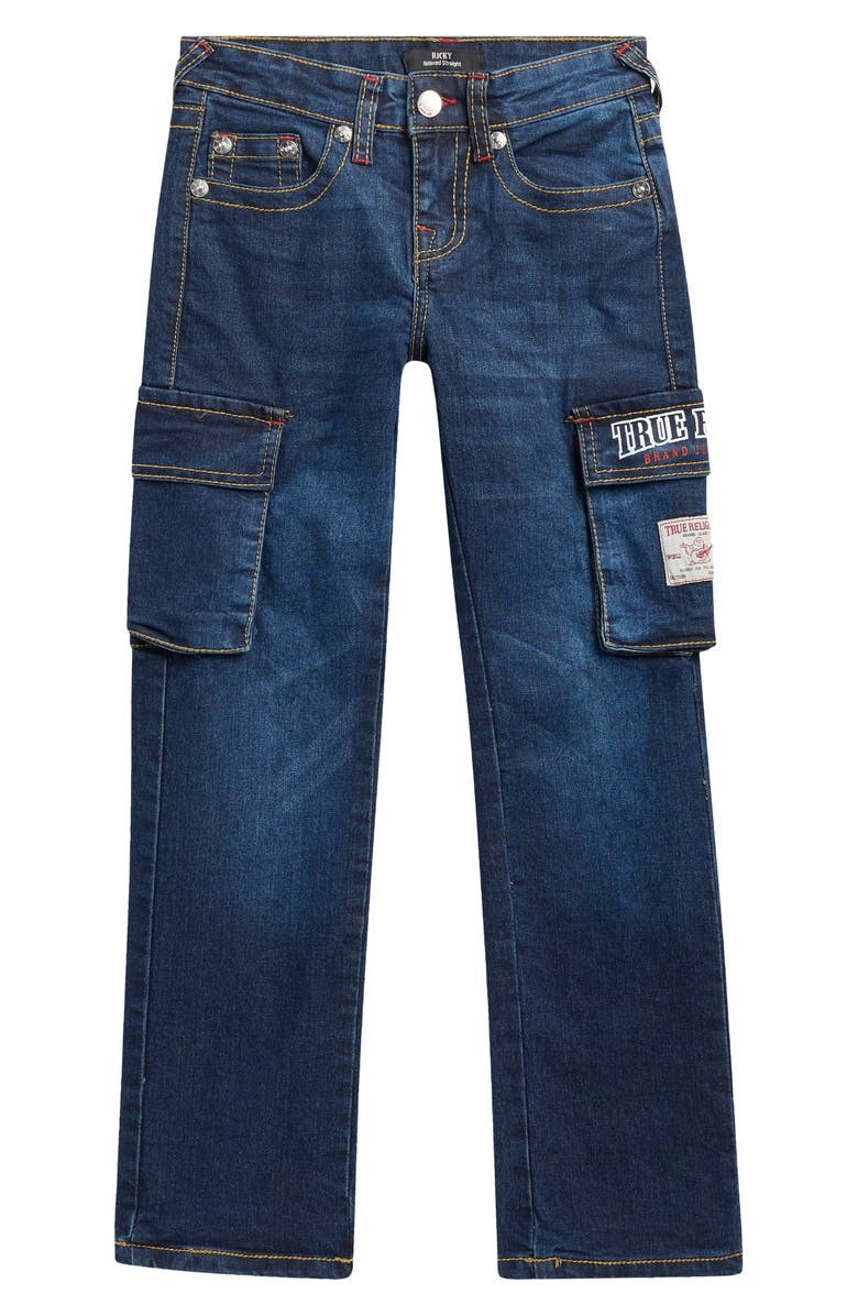 True Religion Kids' Bootcut Cargo Jeans, Main, color, Knit Blue