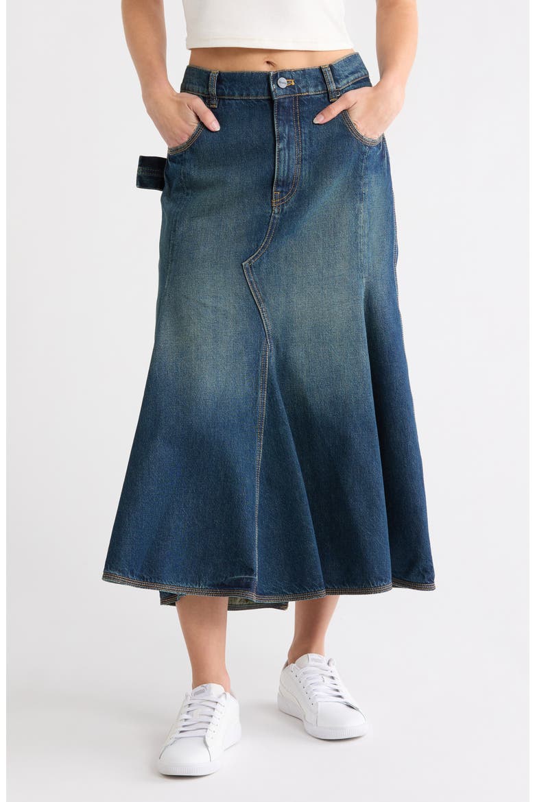 Paneled Denim Skirt, Main, color, FUTURE INDIGO