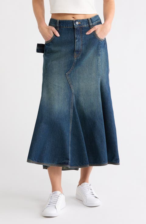 Paneled Denim Skirt