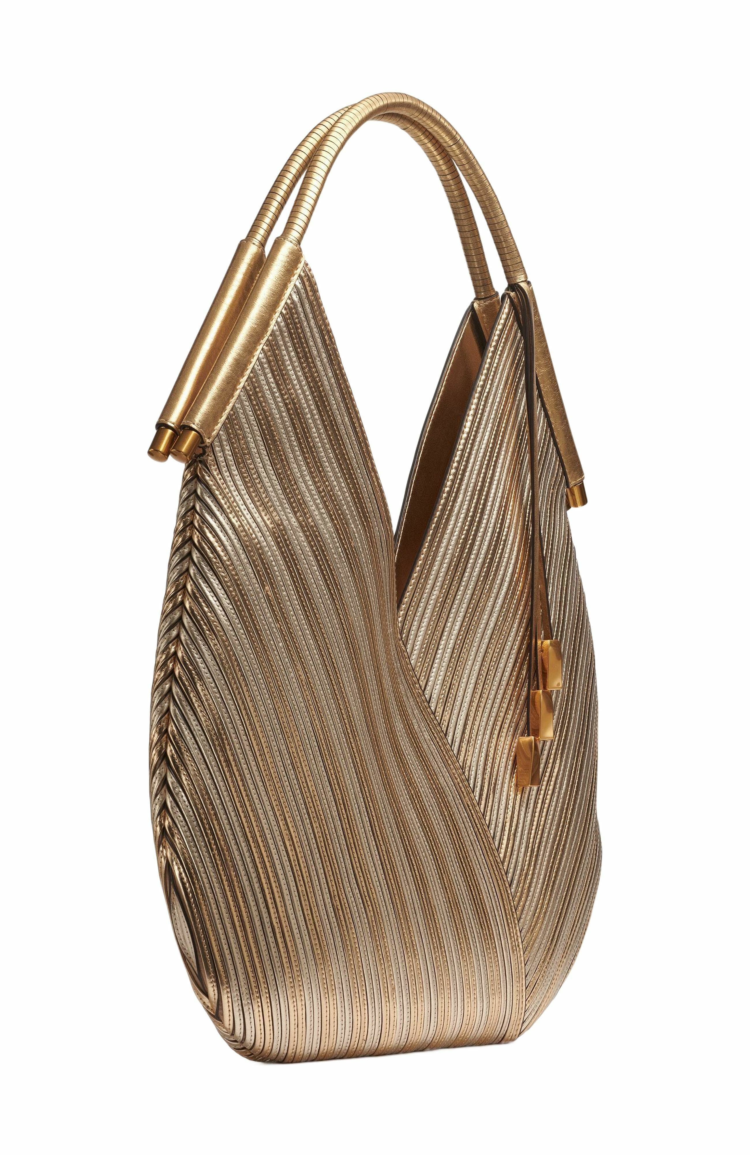 Donna Karan New York Baldwin Large Metallic Shoulder Bag, Alternate, color, Gold