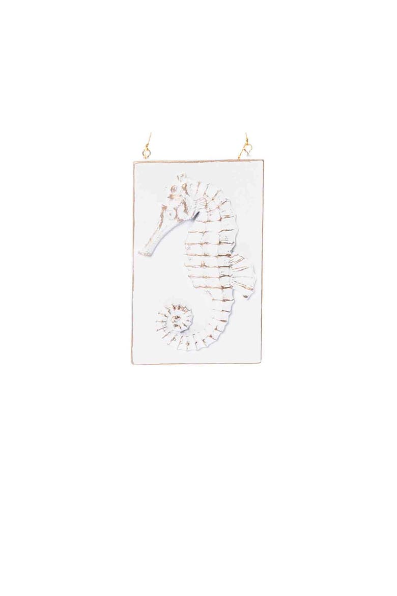 Seahorse Ceramic Coastal Christmas Tree Ornament, Alternate, color, White