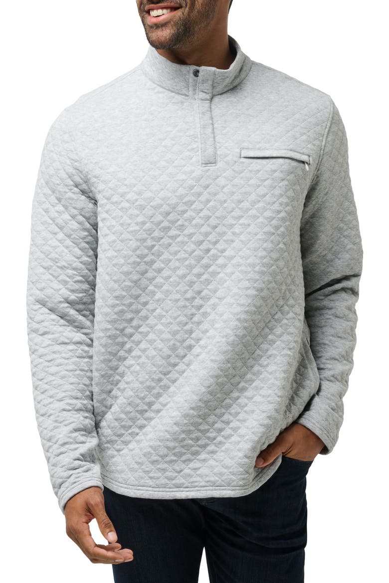 Transatlantic Quilted Henley Pullover, Main, color, HEATHER LIGHT GREY