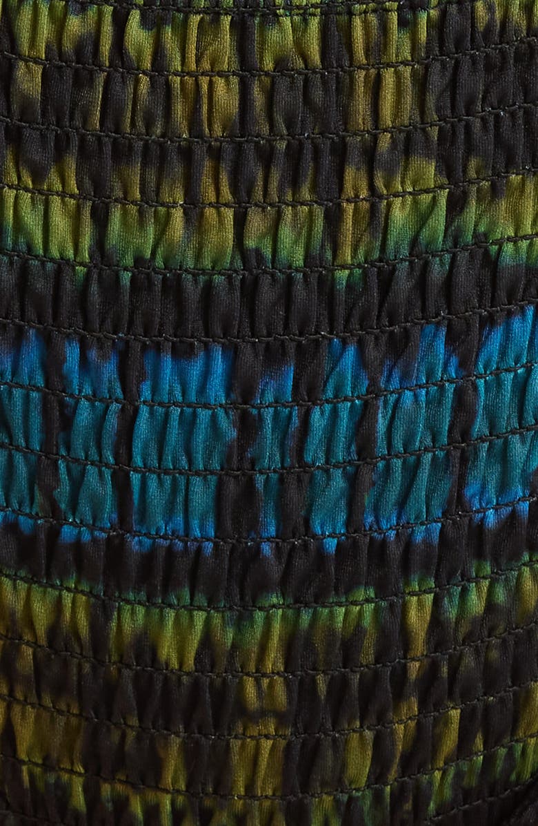 Ulla Johnson Marseille Tie Dye Smocked Bikini Bottoms, Alternate, color, Lagoon