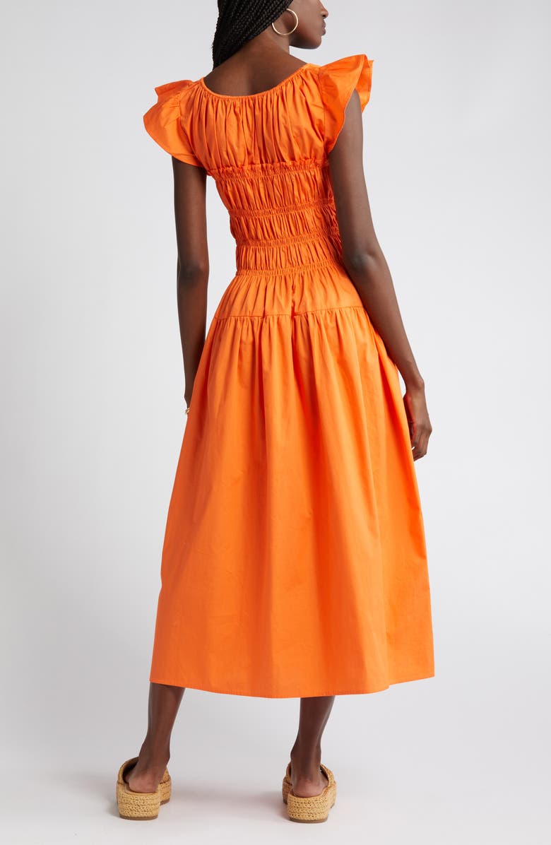 MOON RIVER Smocked Bodice Cotton Midi Dress, Alternate, color, 