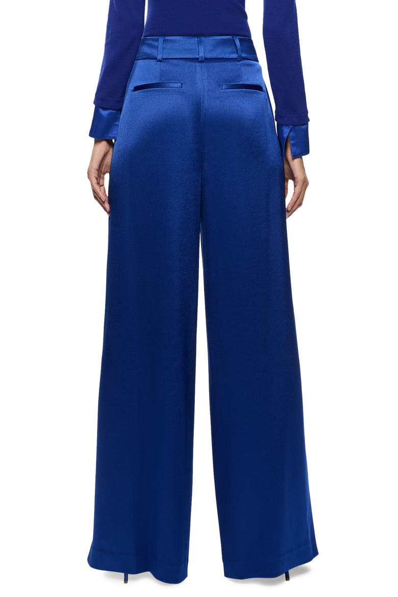 Simon Pleated Wide Leg Satin Pants, Alternate, color, ROYAL