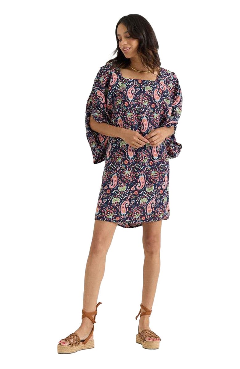 Calypso St. Barth Iwona Dress, Main, color, Navy Wallpaper Paisley