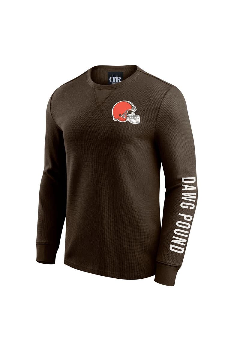 Men's Darius Rucker Collection by Fanatics Brown Cleveland Browns Washed Waffle-Knit Long Sleeve T-Shirt, Alternate, color, Brown