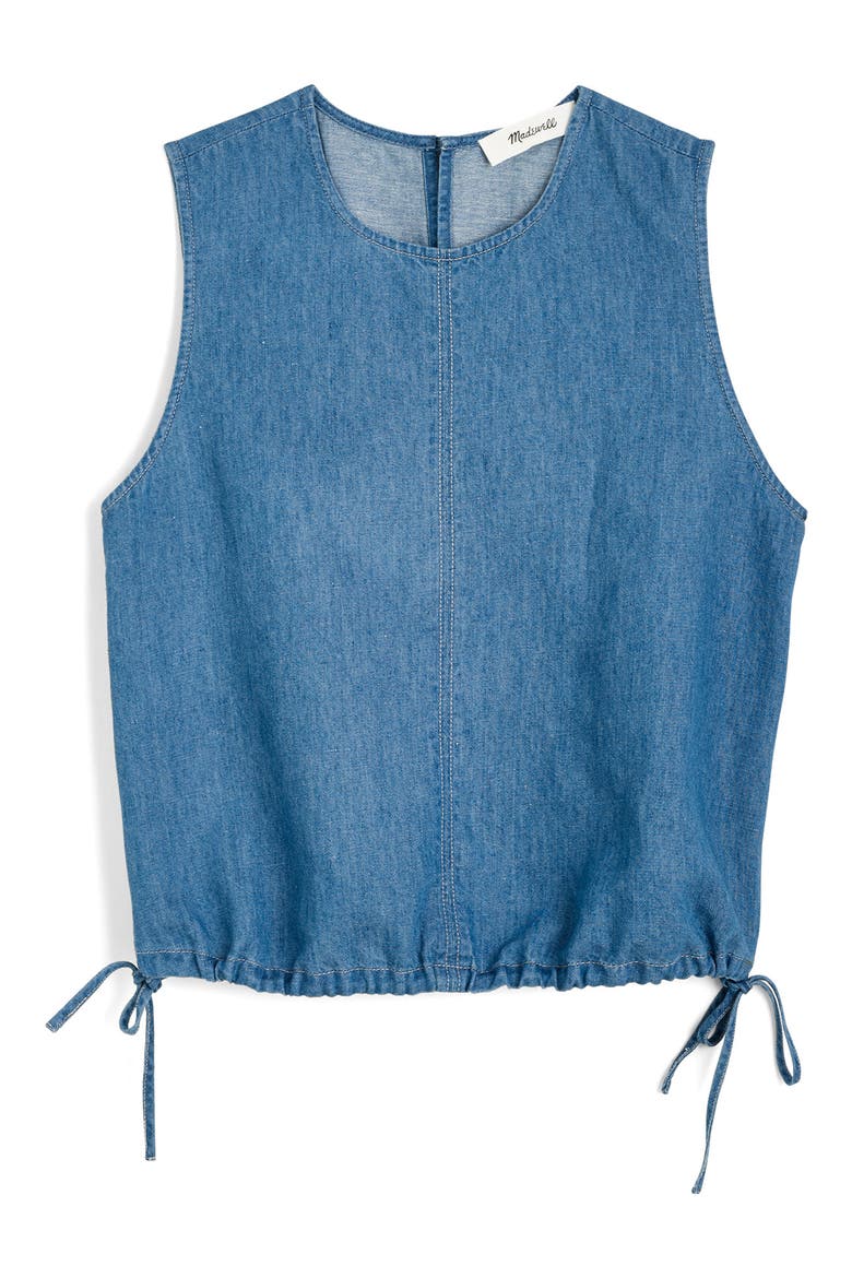 Cinched Denim Shell Top, Alternate, color, IRVING WASH