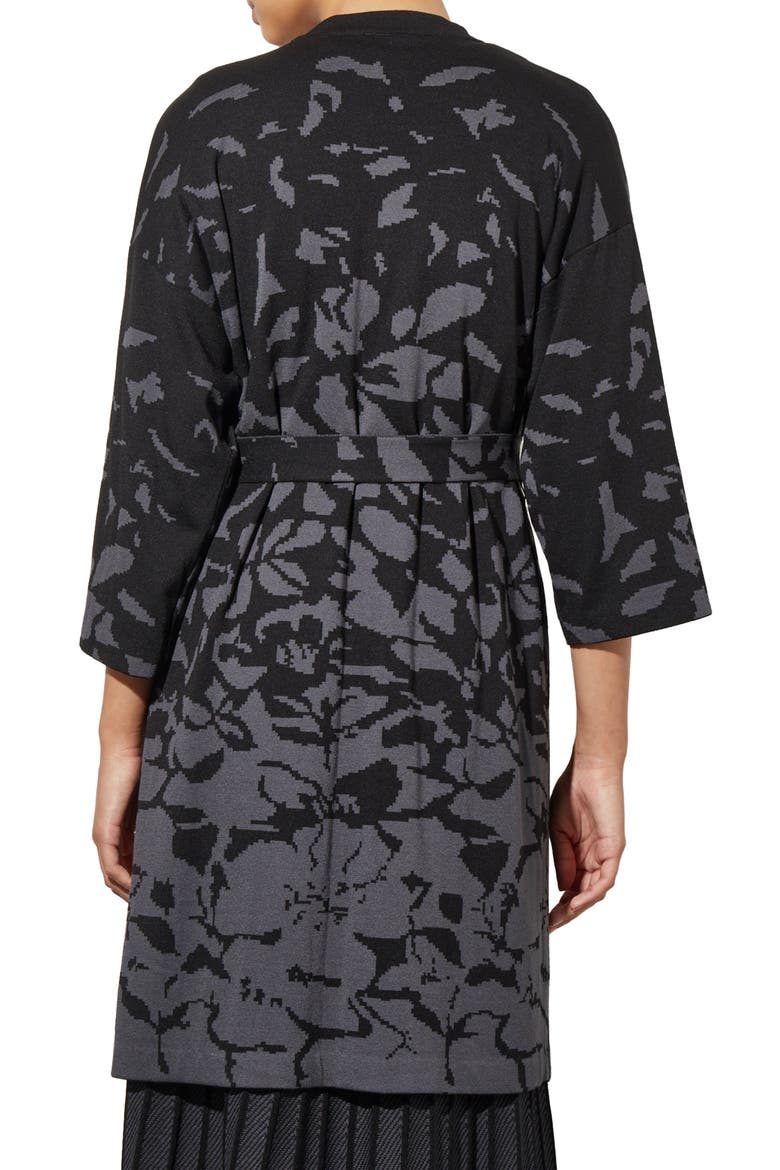Floral Jacquard Belted Jacket, Alternate, color, BLK/GRANITE