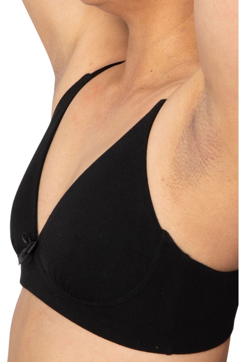 Molly Post-Surgery Pocketed Plunge Wireless T-Shirt Bra, Alternate, color, BLACK