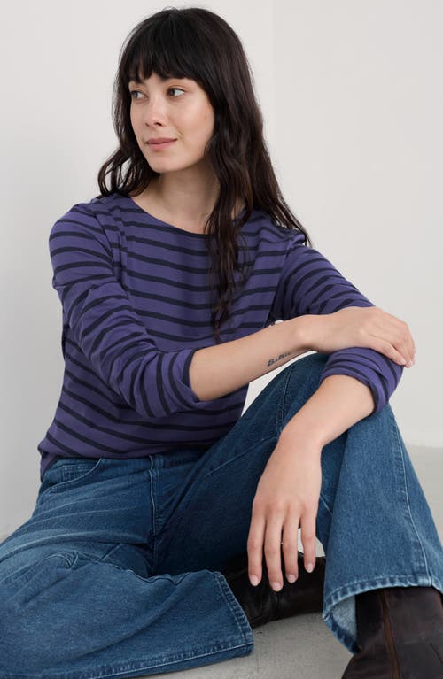 Seasalt Cornwall Sailor Stripe Organic Cotton Top In Purple