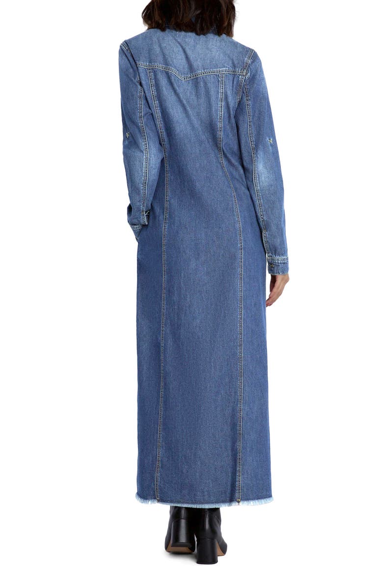 Long Sleeve Denim Maxi Shirtdress, Alternate, color, MONTERY BLUE