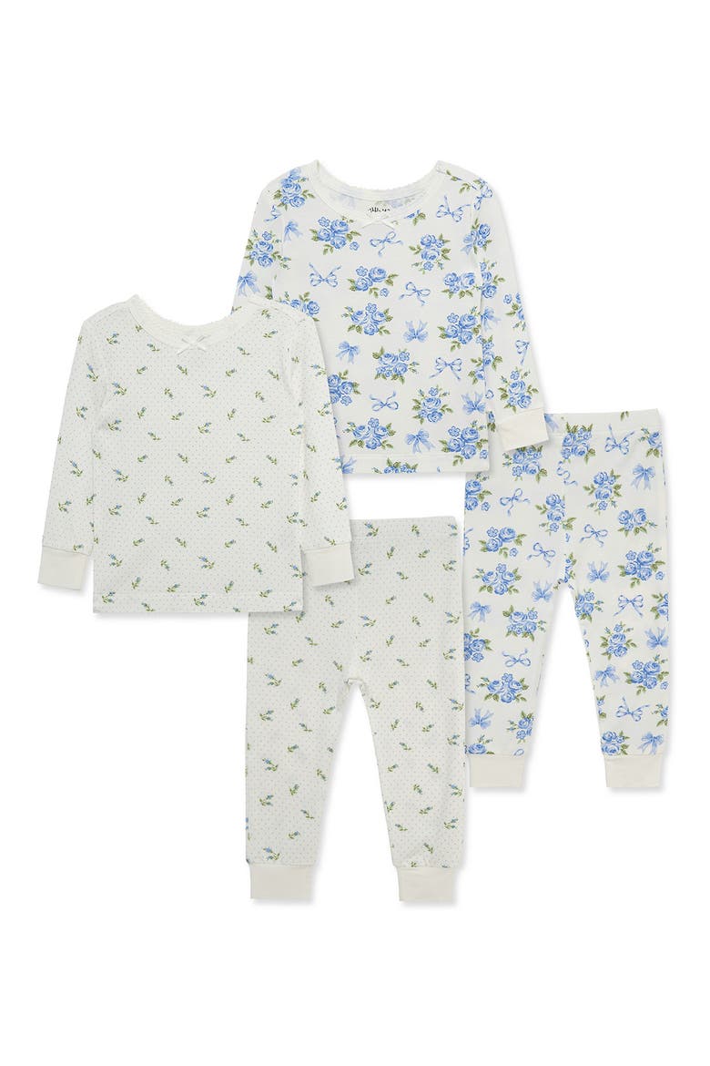 2-Pack Floral Bow Print Stretch Viscose Pajamas Set, Main, color, BLUE FLORAL